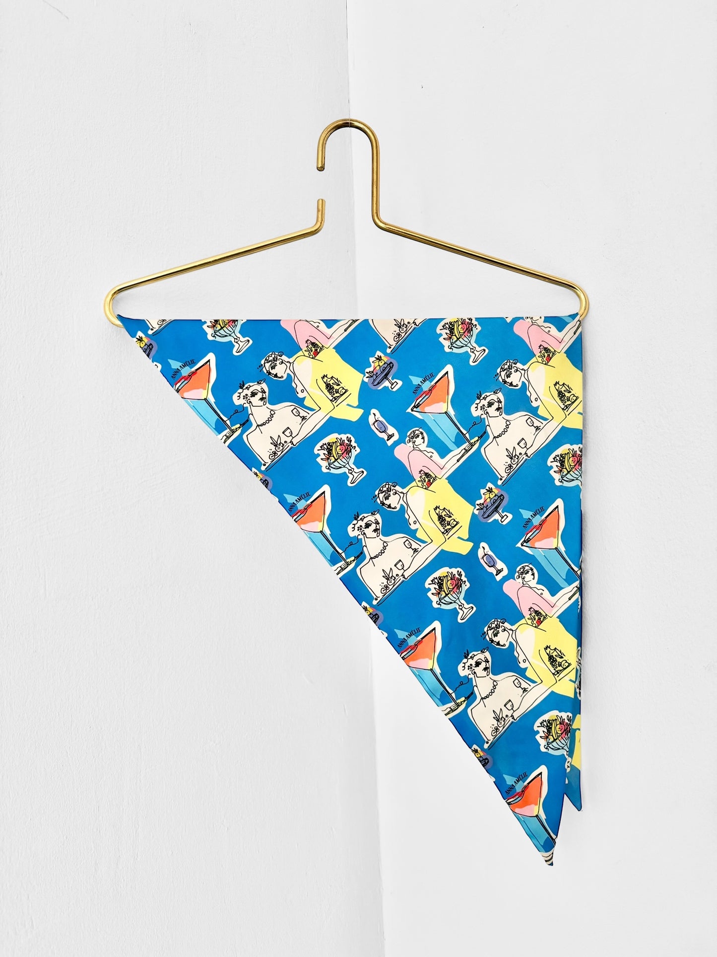 TRIANGLE SCARF - FEAST PAPERCUT PRINT | BLUE MULTICOLOR