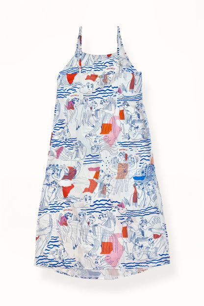 DEMITRA DRESS - “AEGEAN SEA” PRINT | WHITE