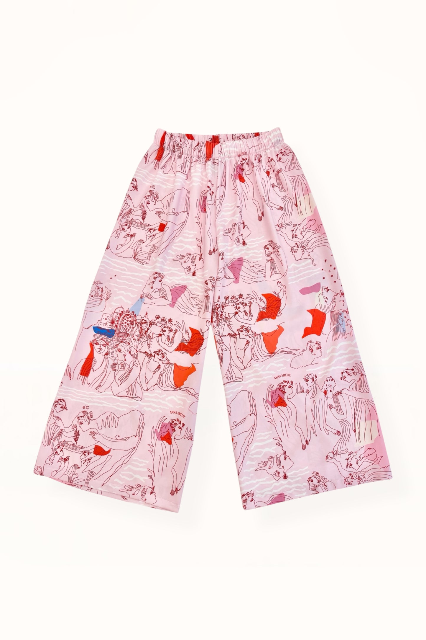 Special Pre-Order |  ELASTICATED WAIST PANTS  | “AEGEAN SEA PRINT” | PINK