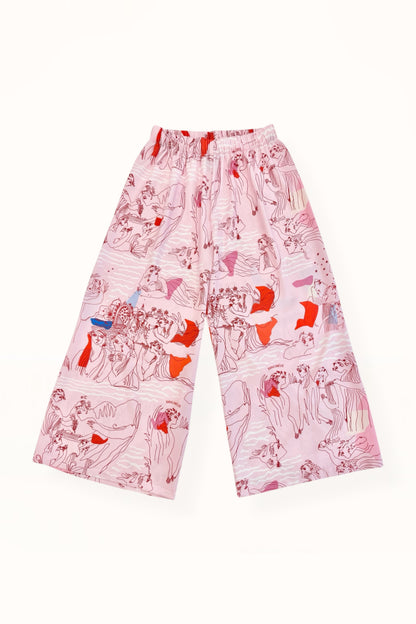 Special Pre-Order |  ELASTICATED WAIST PANTS  | “AEGEAN SEA PRINT” | PINK