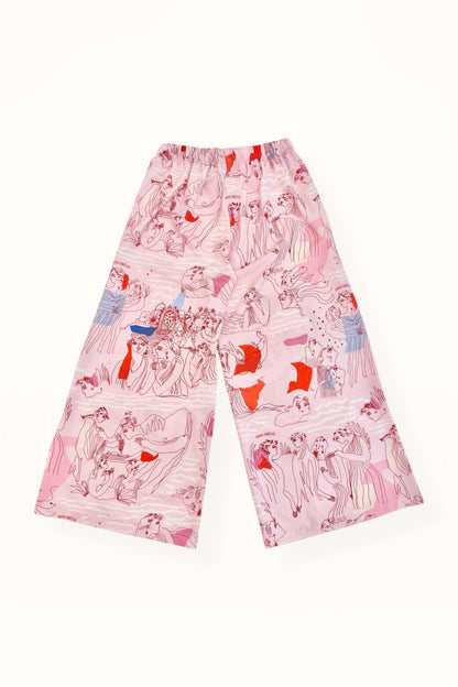 Special Pre-Order |  ELASTICATED WAIST PANTS  | “AEGEAN SEA PRINT” | PINK