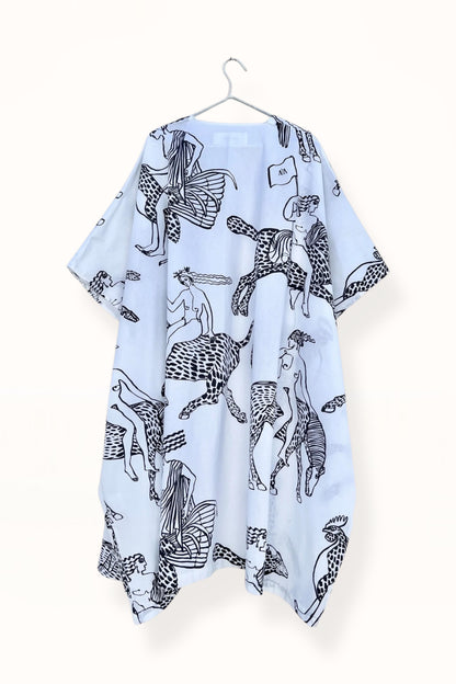 Special Pre-Order |  CAFTAN - MYTHOLOGY PRINT | BLACK & WHITE