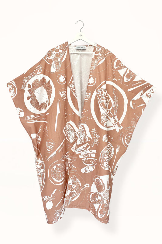 Special Pre-Order |  CAFTAN - TAVERN PRINT |  NUDE & WHITE