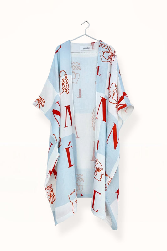 Special Pre-Order | CAFTAN - CHECK LOGO PRINT | LIGHT BLUE