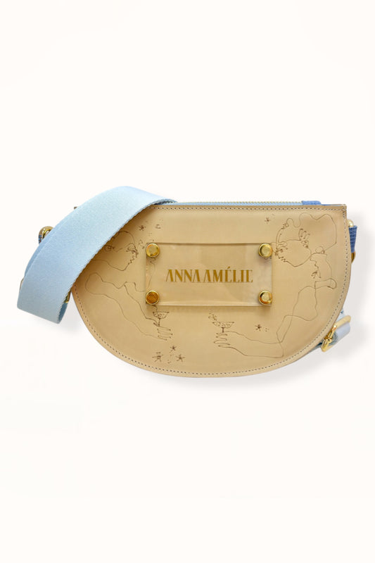 SOPHIE BELTBAG - BEIGE w. UNIQUE DRAWING | BLUE STRAP