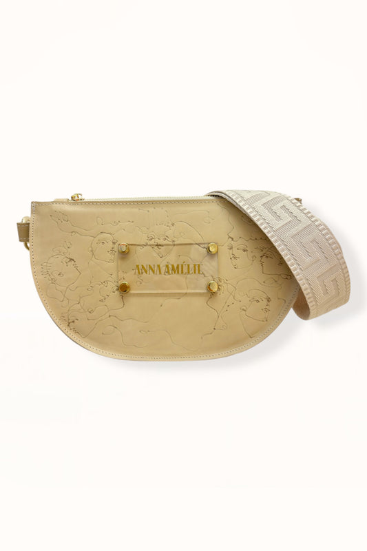 SOPHIE “L” BELTBAG  -  BEIGE  w. UNIQUE DRAWING | BEIGE STRAP