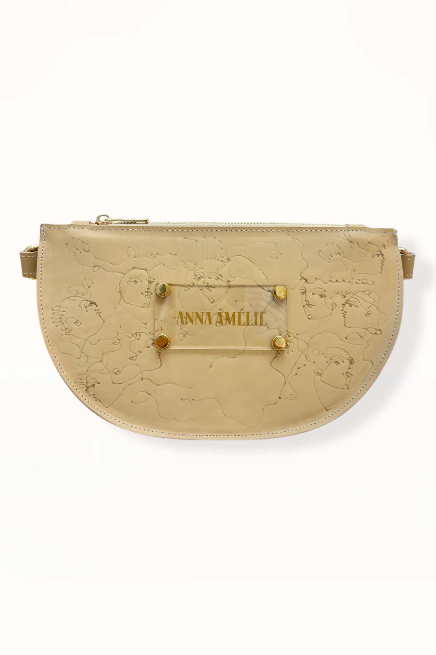 SOPHIE “L” BELTBAG  -  BEIGE  w. UNIQUE DRAWING | BEIGE STRAP