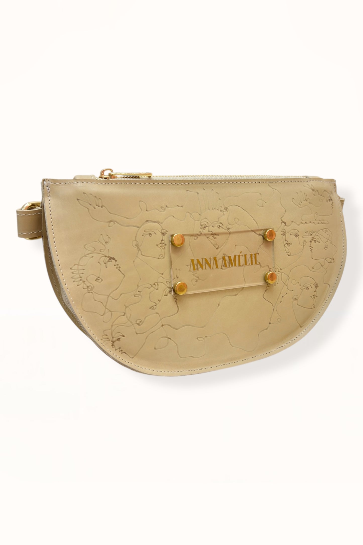 SOPHIE “L” BELTBAG  -  BEIGE  w. UNIQUE DRAWING | BEIGE STRAP