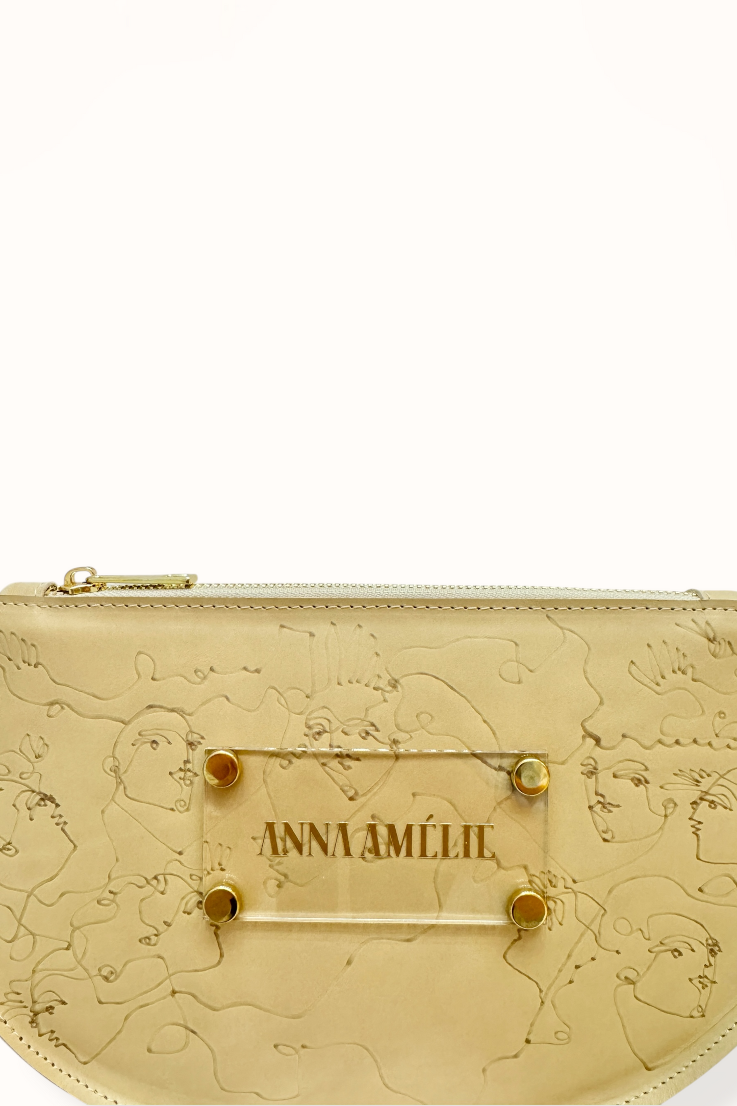 SOPHIE “L” BELTBAG  -  BEIGE  w. UNIQUE DRAWING | BEIGE STRAP