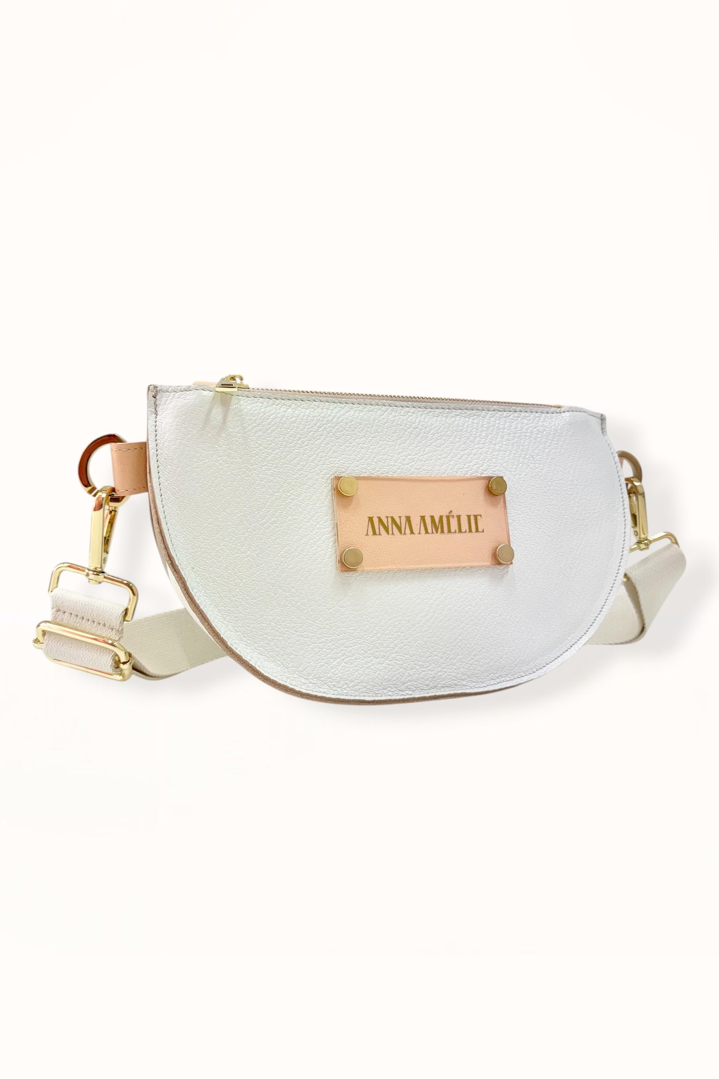 SOPHIE “L” BELTBAG  -  OFF WHITE & PEACH