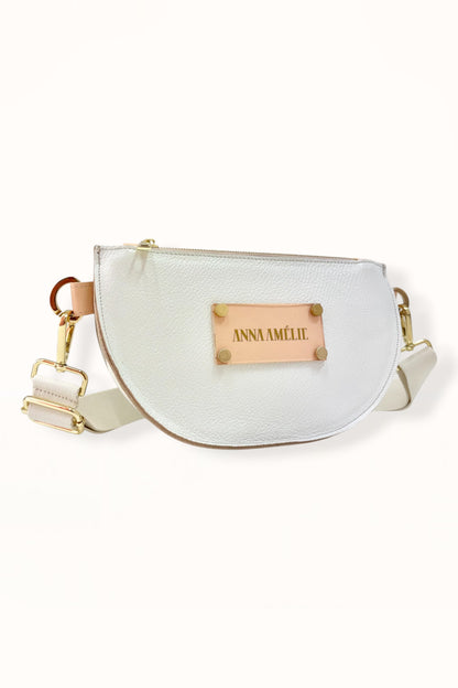 SOPHIE “L” BELTBAG  -  OFF WHITE & PEACH