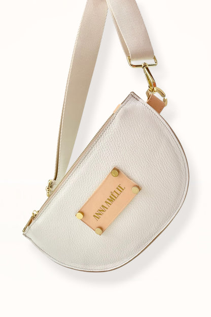 SOPHIE “L” BELTBAG  -  OFF WHITE & PEACH