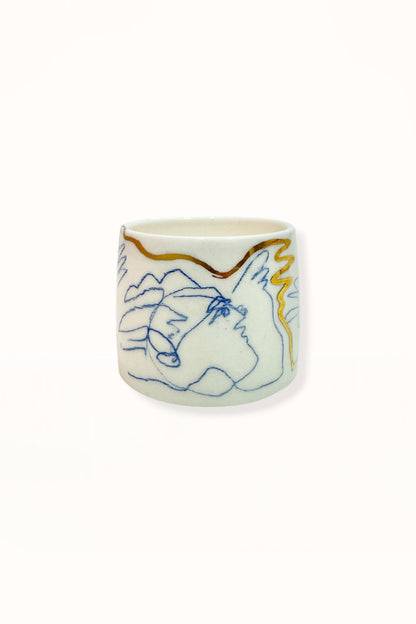 CERAMIC CAPPUCCINO CUP | BLUE & GOLD -  No. 5