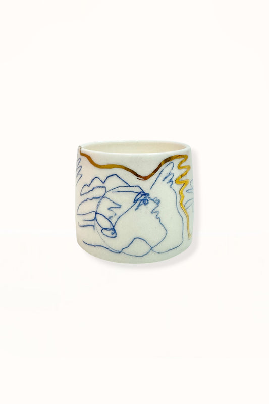 CERAMIC CAPPUCCINO CUP | BLUE & GOLD -  No. 5