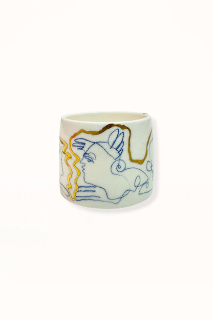 CERAMIC CAPPUCCINO CUP | BLUE & GOLD -  No. 5
