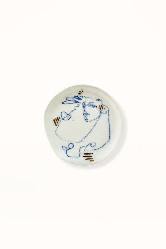 SMALL CERAMIC PLATE | BLUE & GOLD -  No. 1