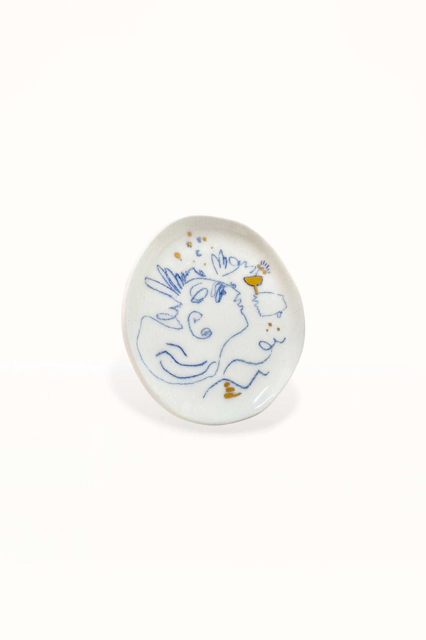 SMALL CERAMIC PLATE | BLUE & GOLD -  No. 3