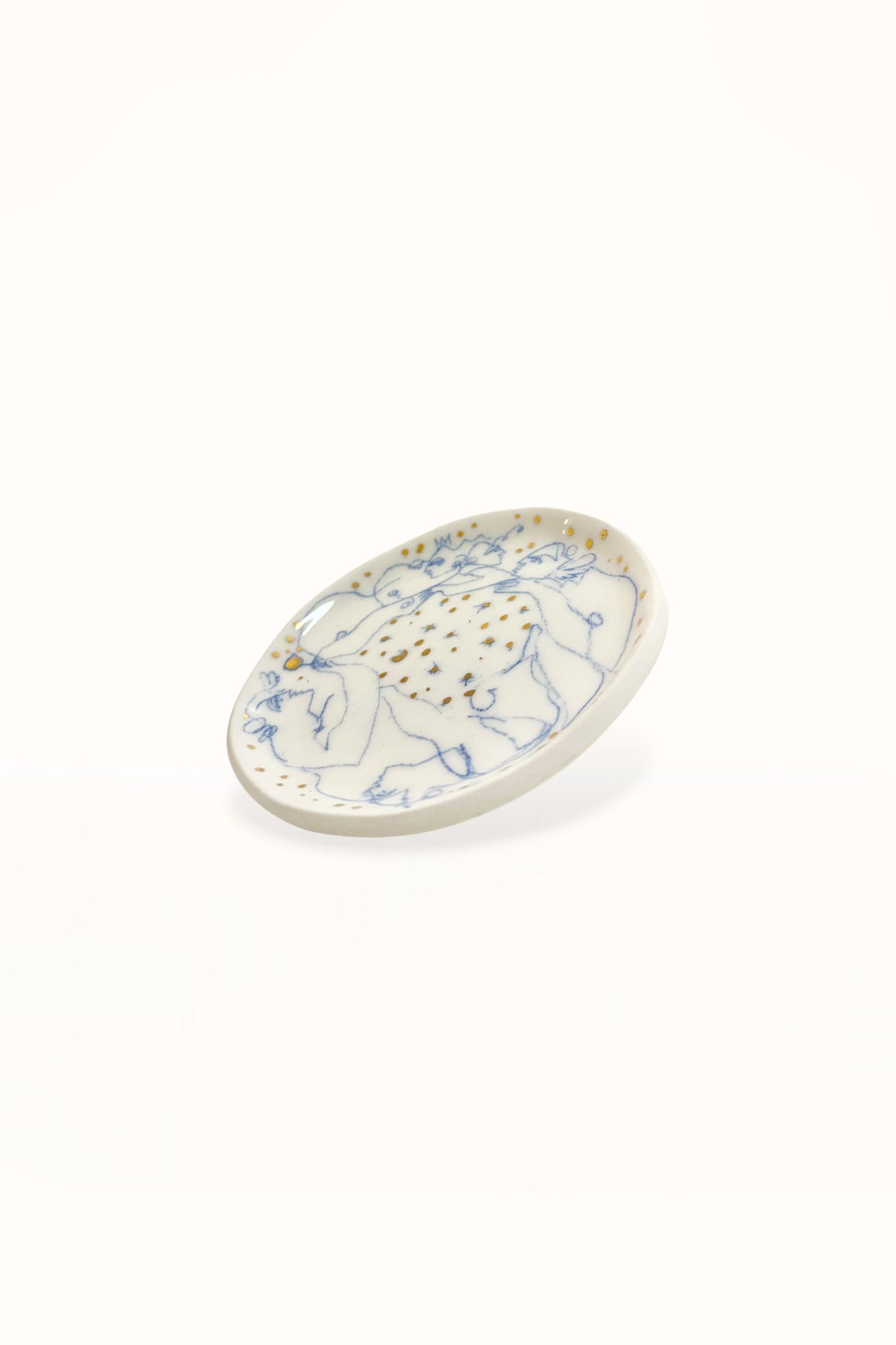 SMALL CERAMIC PLATE | BLUE & GOLD -  No. 4
