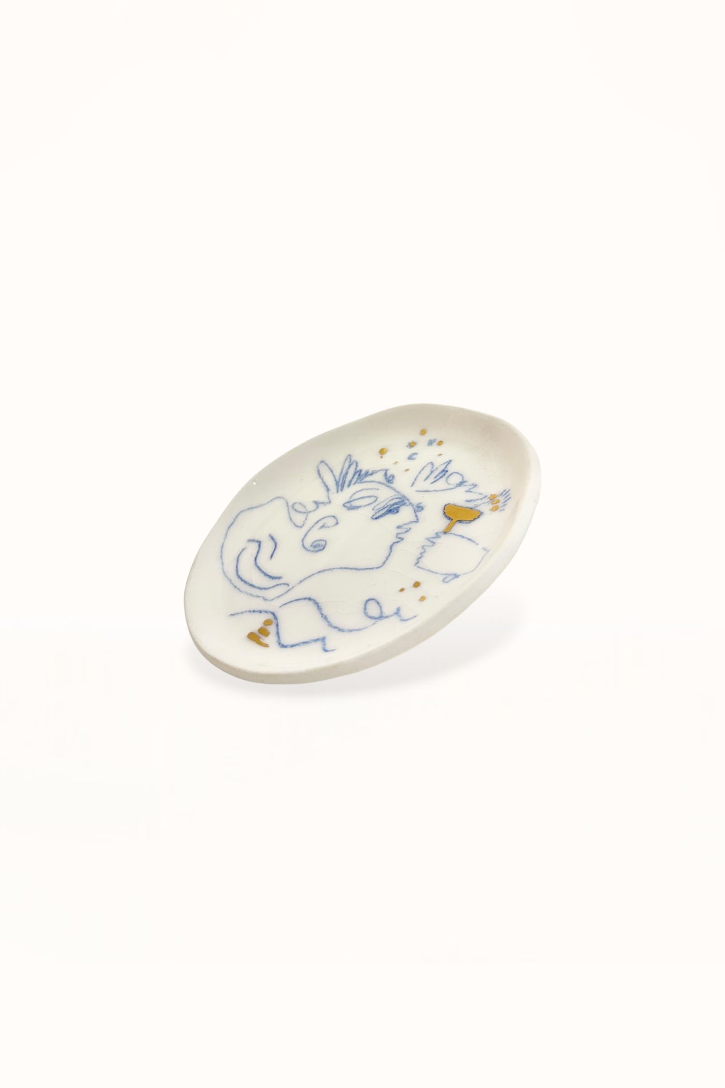 SMALL CERAMIC PLATE | BLUE & GOLD -  No. 3