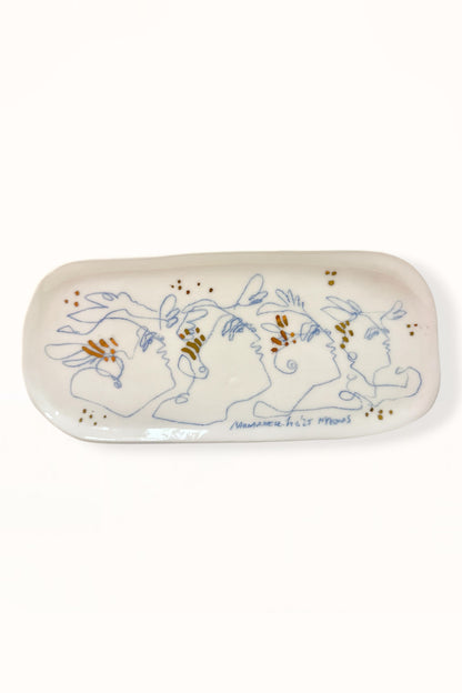 ELONGATED CERAMIC PLATE | BLUE & GOLD -  No. 2