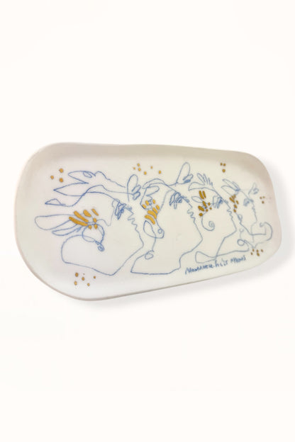 ELONGATED CERAMIC PLATE | BLUE & GOLD -  No. 2
