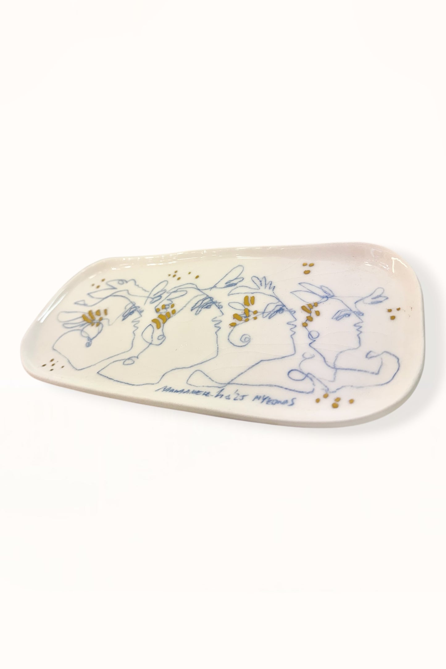 ELONGATED CERAMIC PLATE | BLUE & GOLD -  No. 2