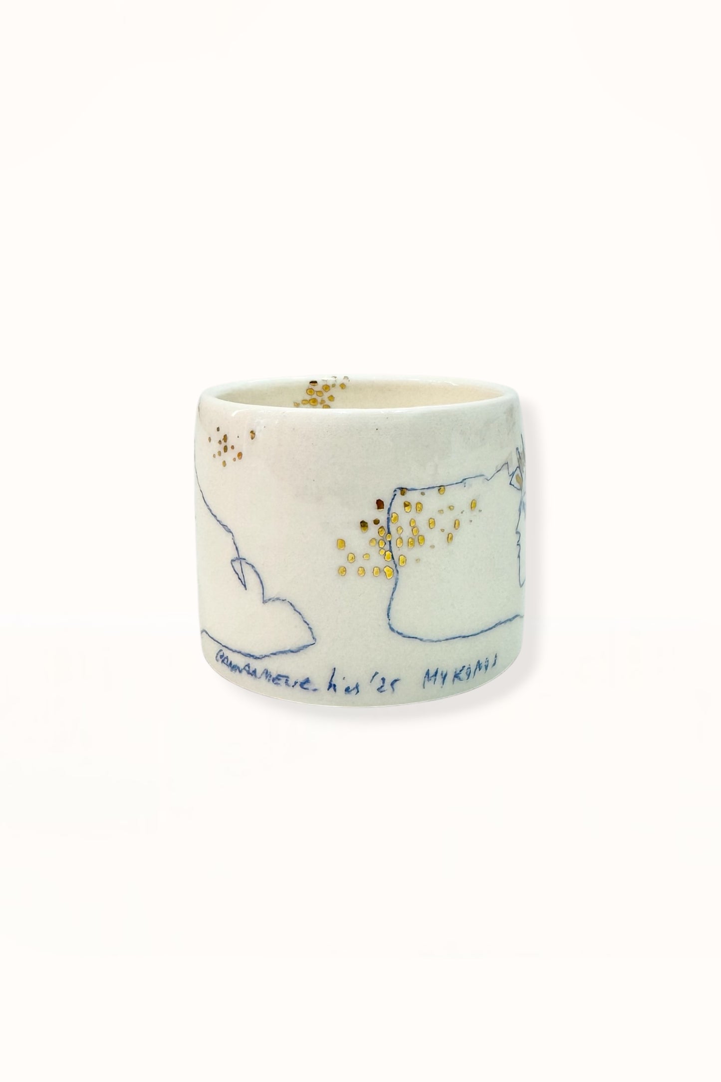 CERAMIC CAPPUCCINO CUP | BLUE & GOLD -  No. 6
