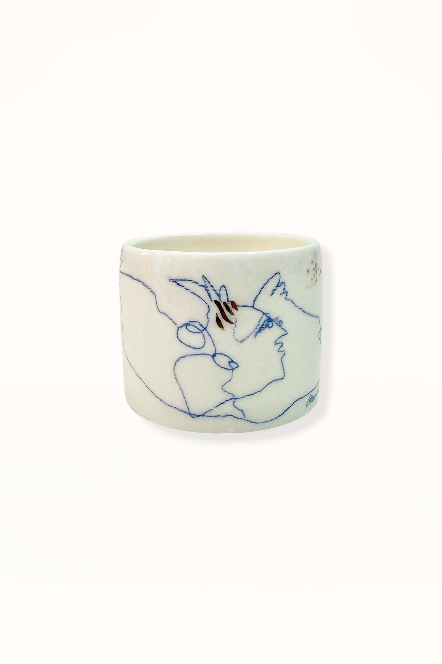CERAMIC CAPPUCCINO CUP | BLUE & GOLD -  No. 6
