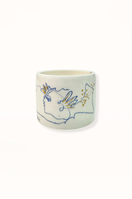 CERAMIC CAPPUCCINO CUP | BLUE & GOLD -  No. 6