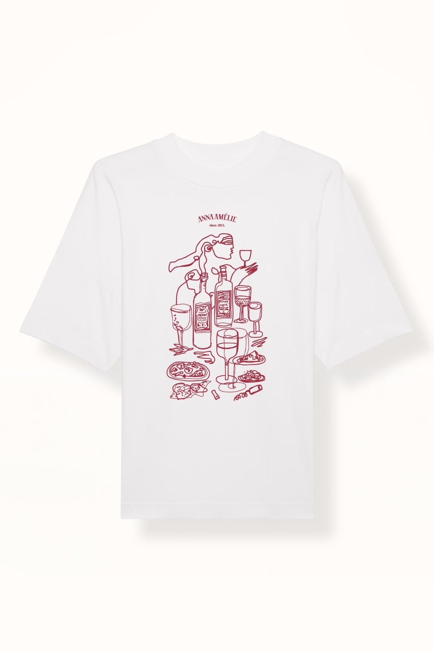 “RED WINE” OVERSIZED T-SHIRT | WHITE