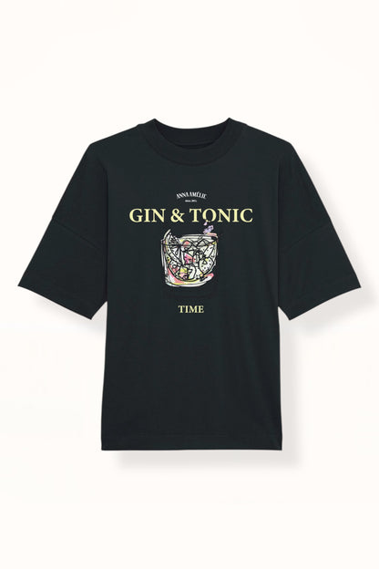“GIN TONIC” OVERSIZED T-SHIRT | BLACK