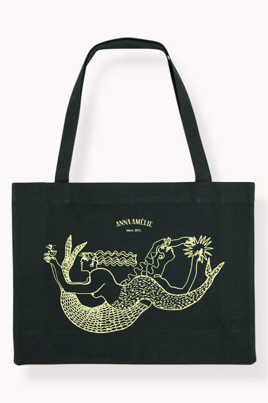 “MERMAID MISTRESS” TOTE BAG | BLACK & LEMON BUTTER