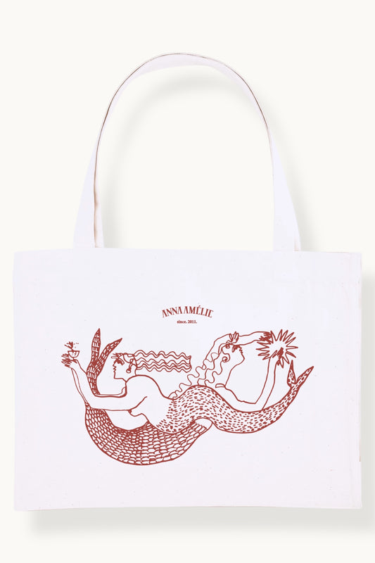 “MERMAID MISTRESS” TOTE BAG | WHITE & RED