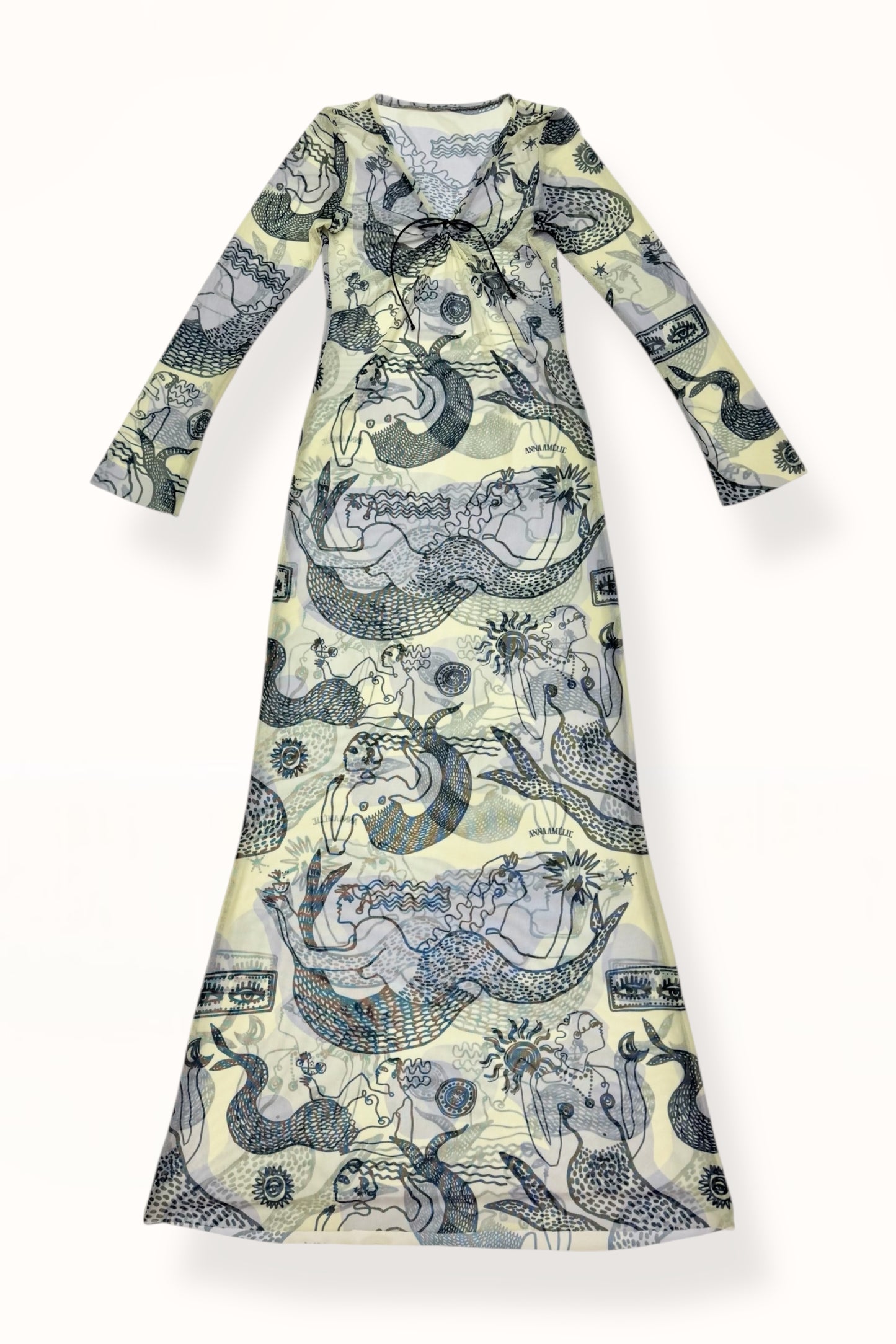 V-NECK MESH DRESS - "MERMAID PRINT" | LEMON BUTTER & GREY