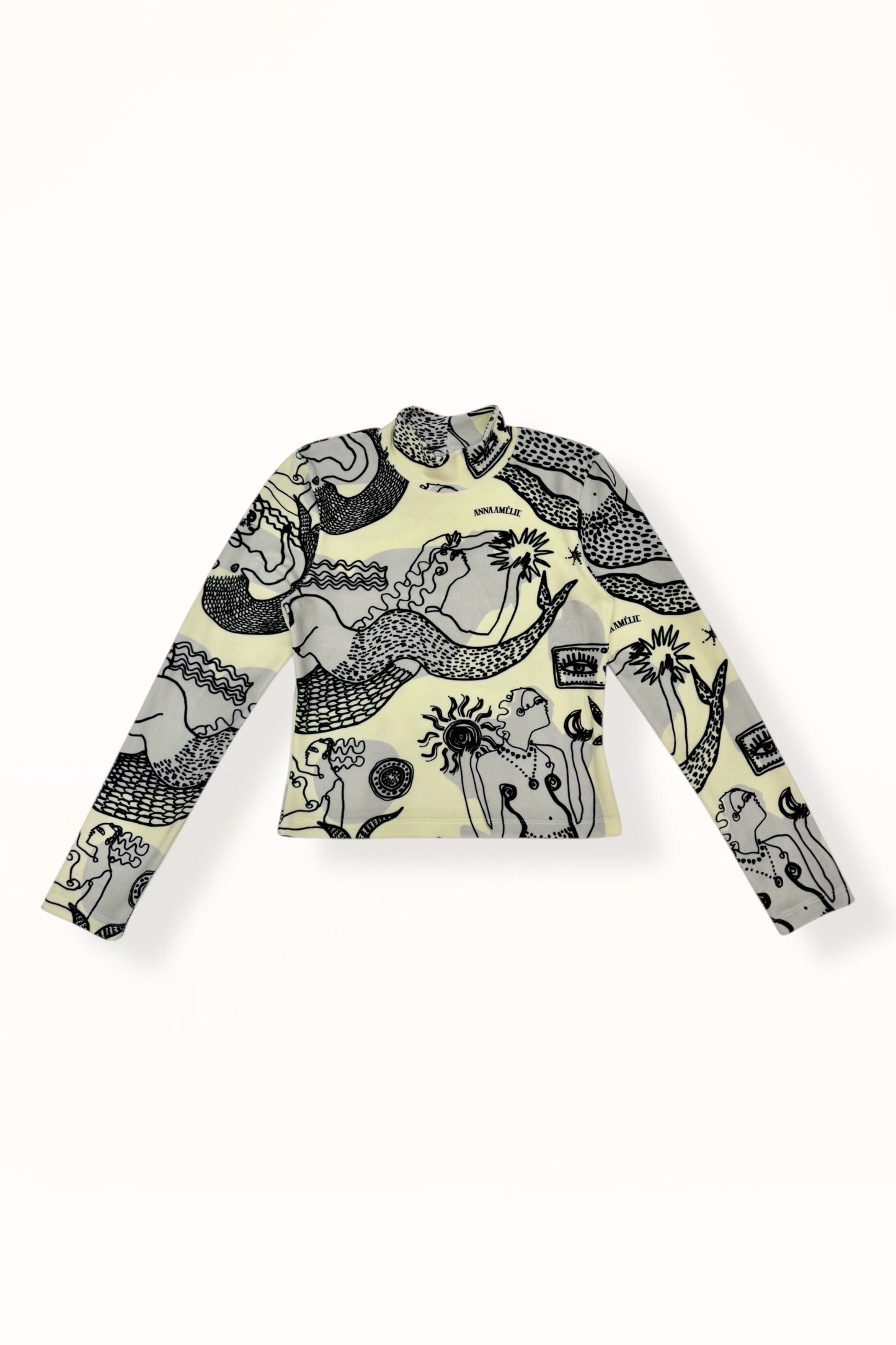 VELVET MOCK NECK TOP - "MERMAID PRINT"  | LEMON BUTTER & GREY