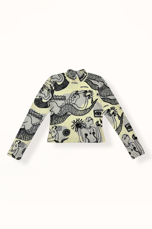 VELVET MOCK NECK TOP - "MERMAID PRINT"  | LEMON BUTTER & GREY