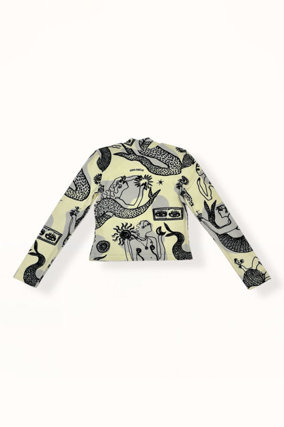 VELVET MOCK NECK TOP - "MERMAID PRINT"  | LEMON BUTTER & GREY
