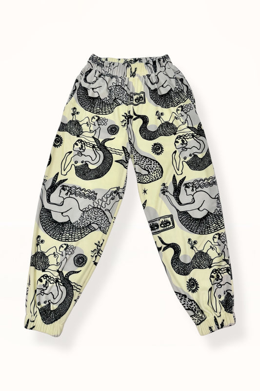 VELVET JOGGER PANTS - "MERMAID PRINT"  | LEMON BUTTER & GREY