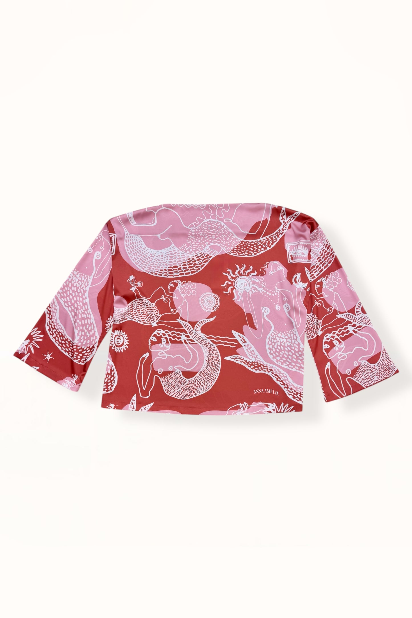 BOAT NECK SATIN TOP - "MERMAID PRINT"  | RUSTY PINK