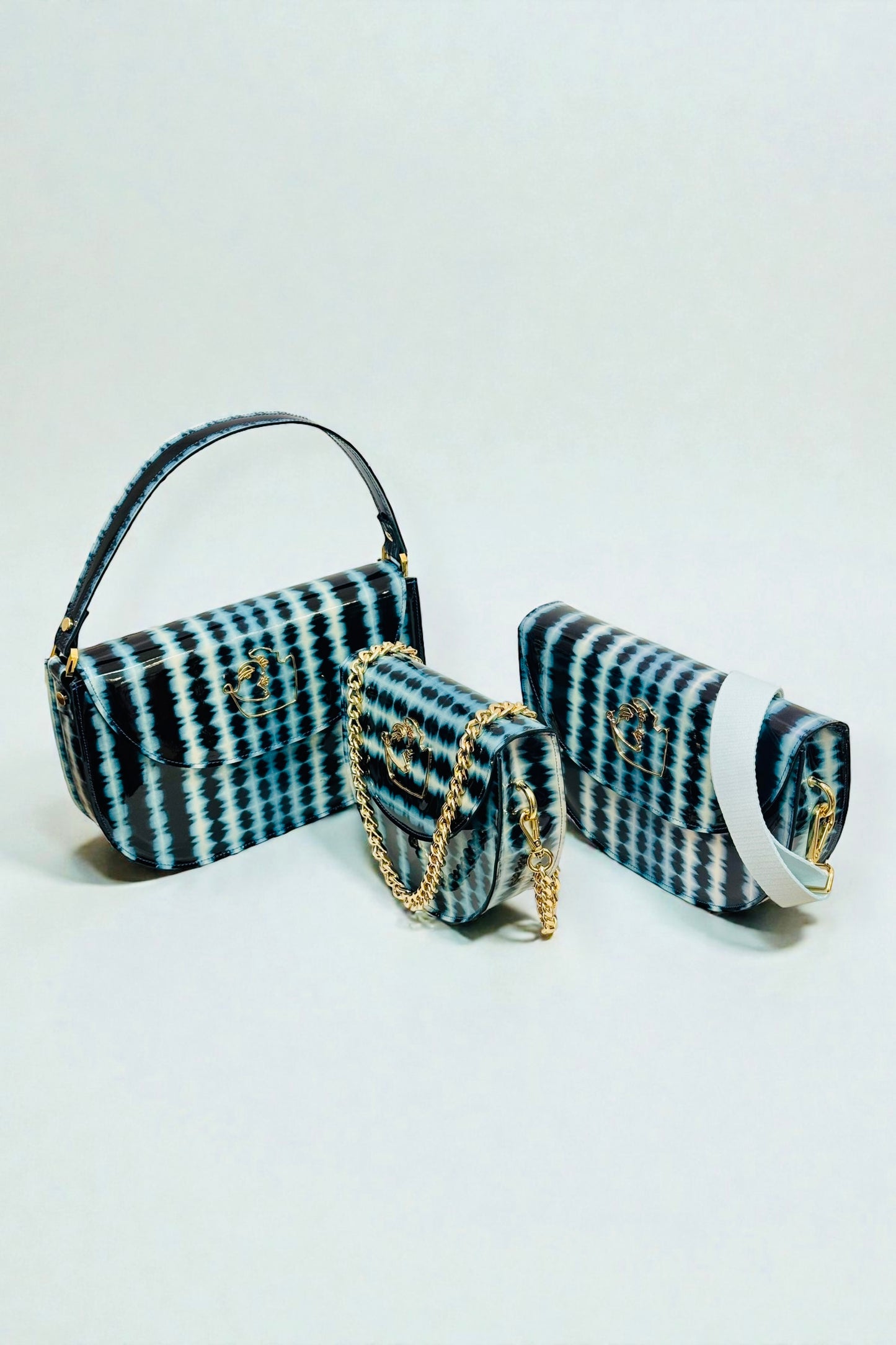 AUDREY BAG - BLUE TIE-DYE PATENT LEATHER