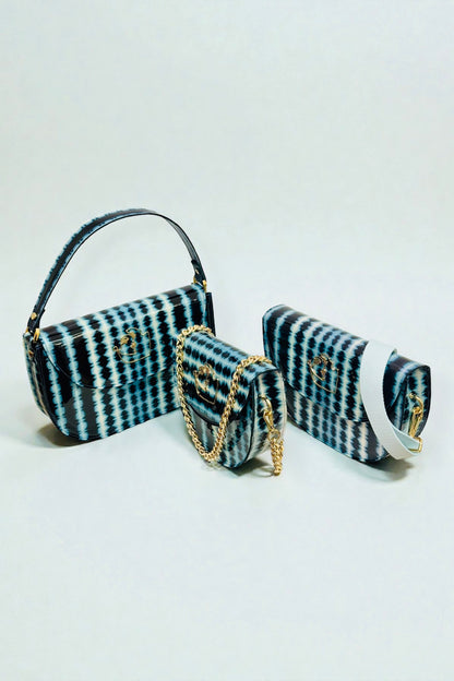 AUDREY BAG - BLUE TIE-DYE PATENT LEATHER