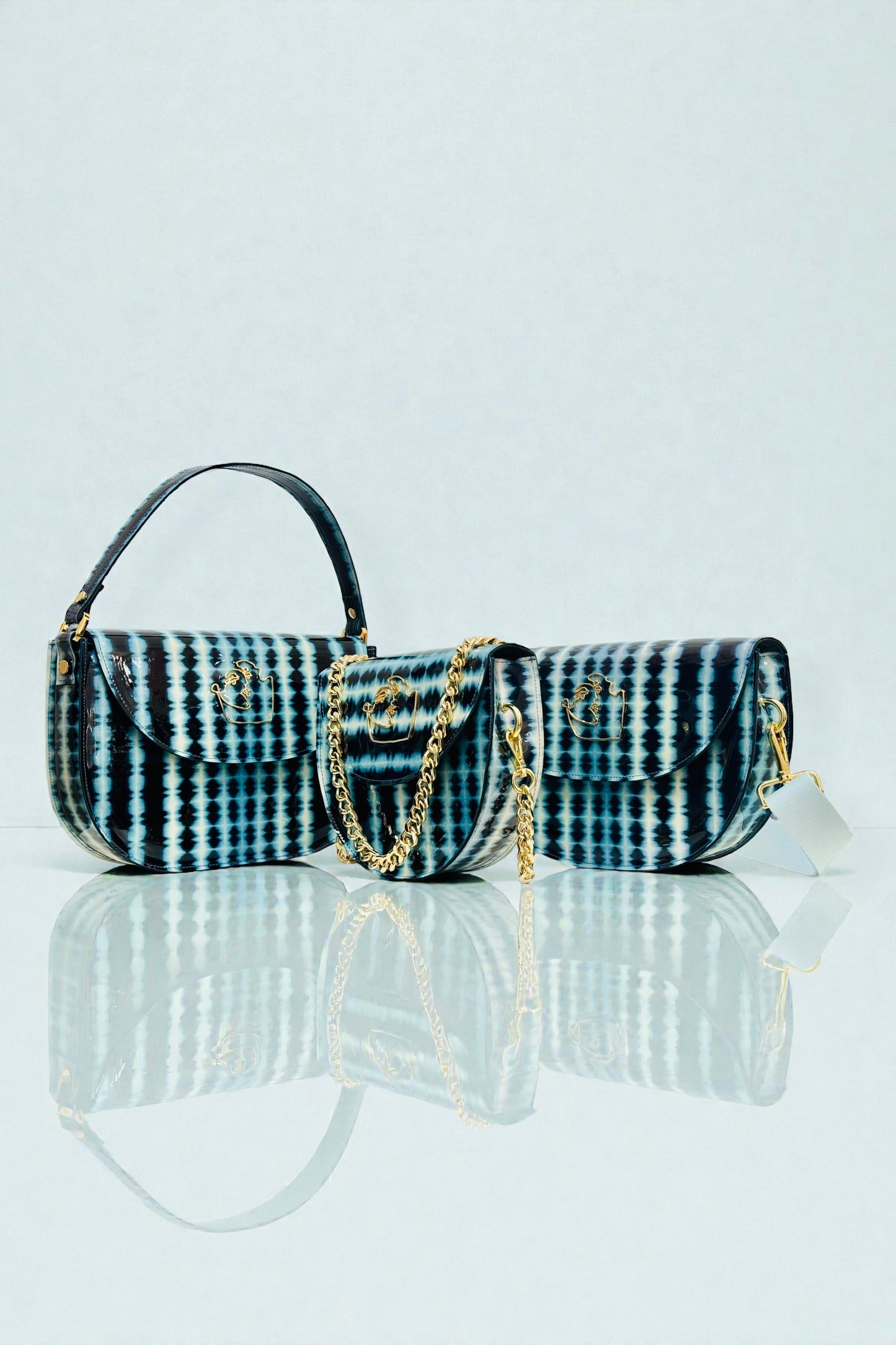 SIENNA BAG - BLUE TIE-DYE PATENT LEATHER