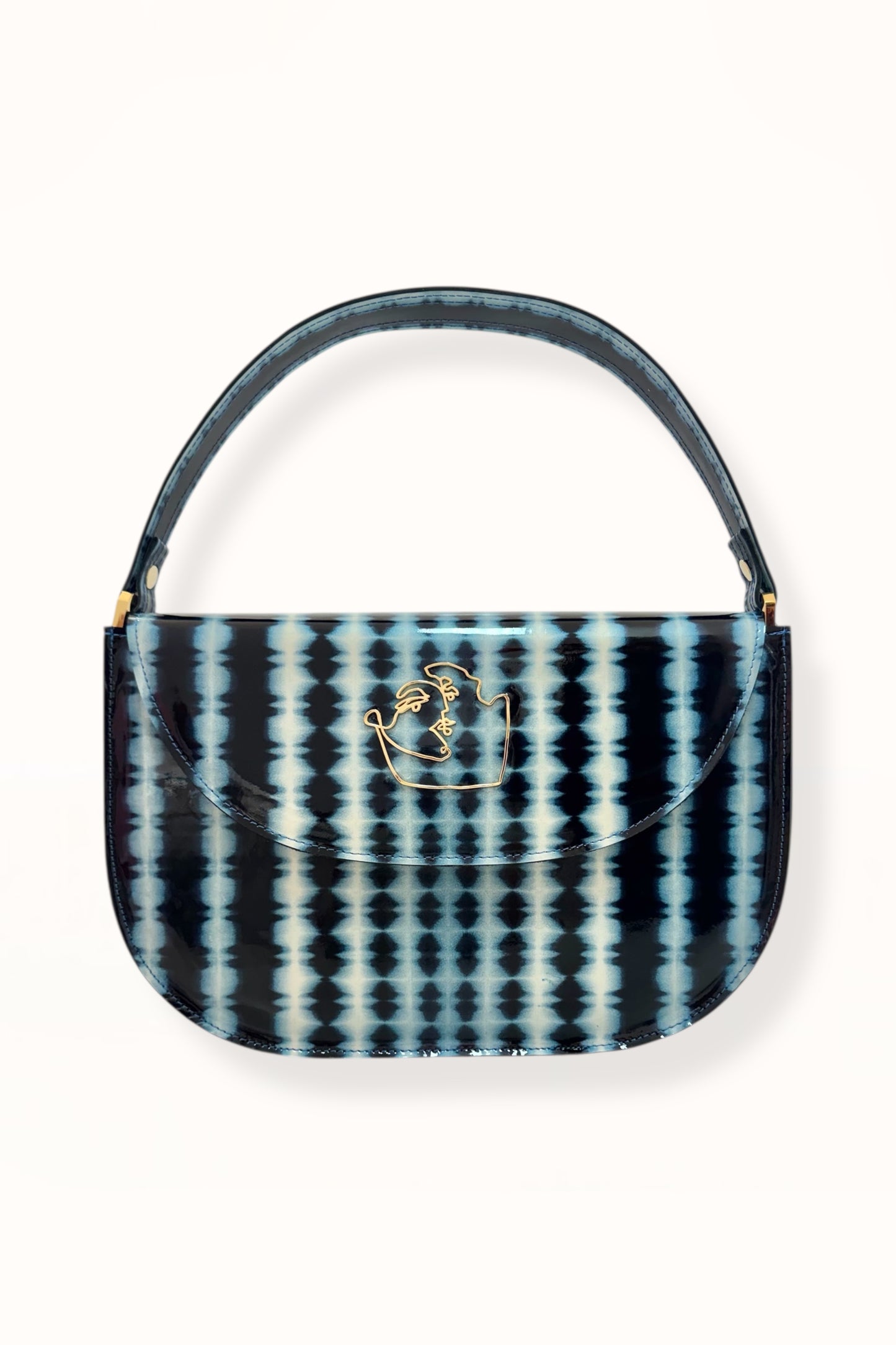 AUDREY BAG - BLUE TIE-DYE PATENT LEATHER