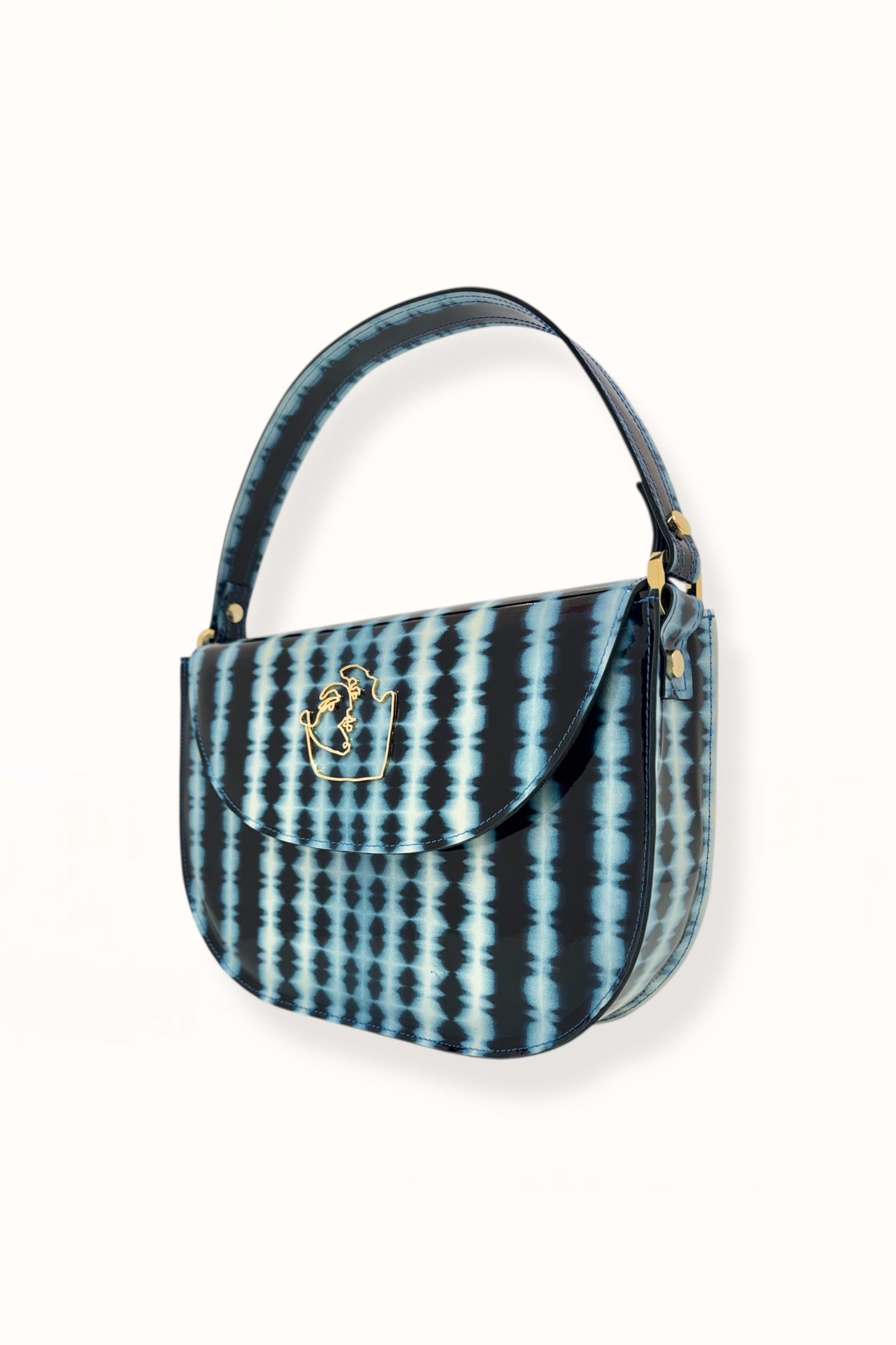 AUDREY BAG - BLUE TIE-DYE PATENT LEATHER