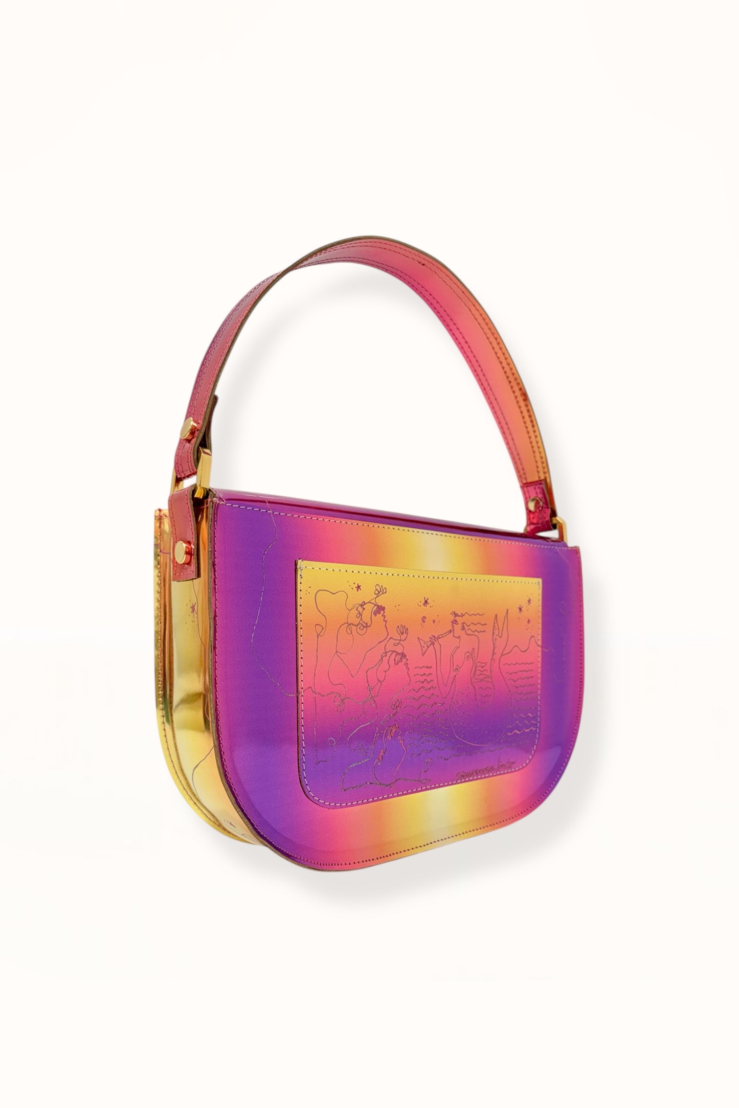 AUDREY BAG - GRADIENT MIRROR LEATHER w. UNIQUE DRAWING