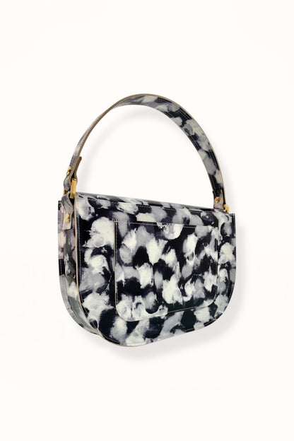 AUDREY BAG - GREY & BLACK MARBLED PATENT LEATHER