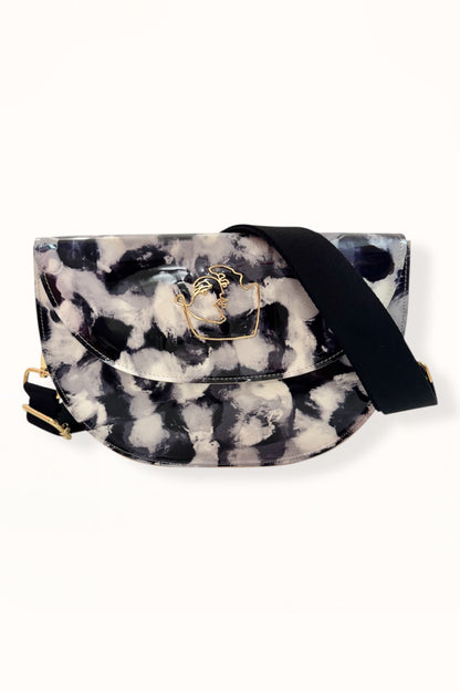 SIENNA BAG - GREY & BLACK MARBLED PATENT LEATHER