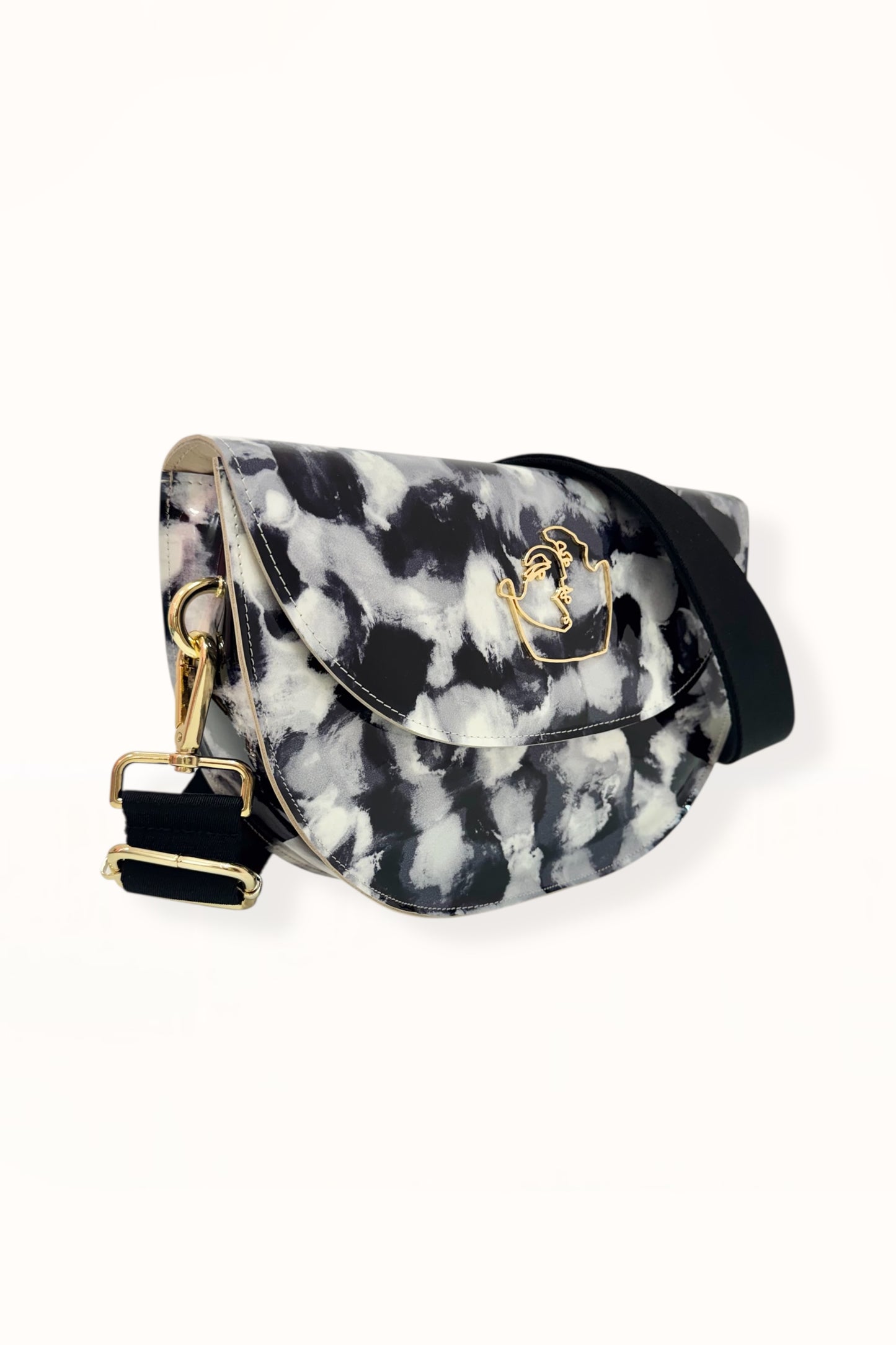 SIENNA BAG - GREY & BLACK MARBLED PATENT LEATHER