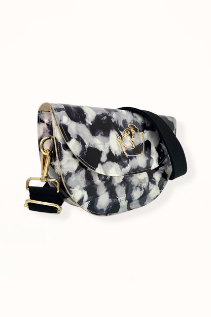 SIENNA BAG - GREY & BLACK MARBLED PATENT LEATHER