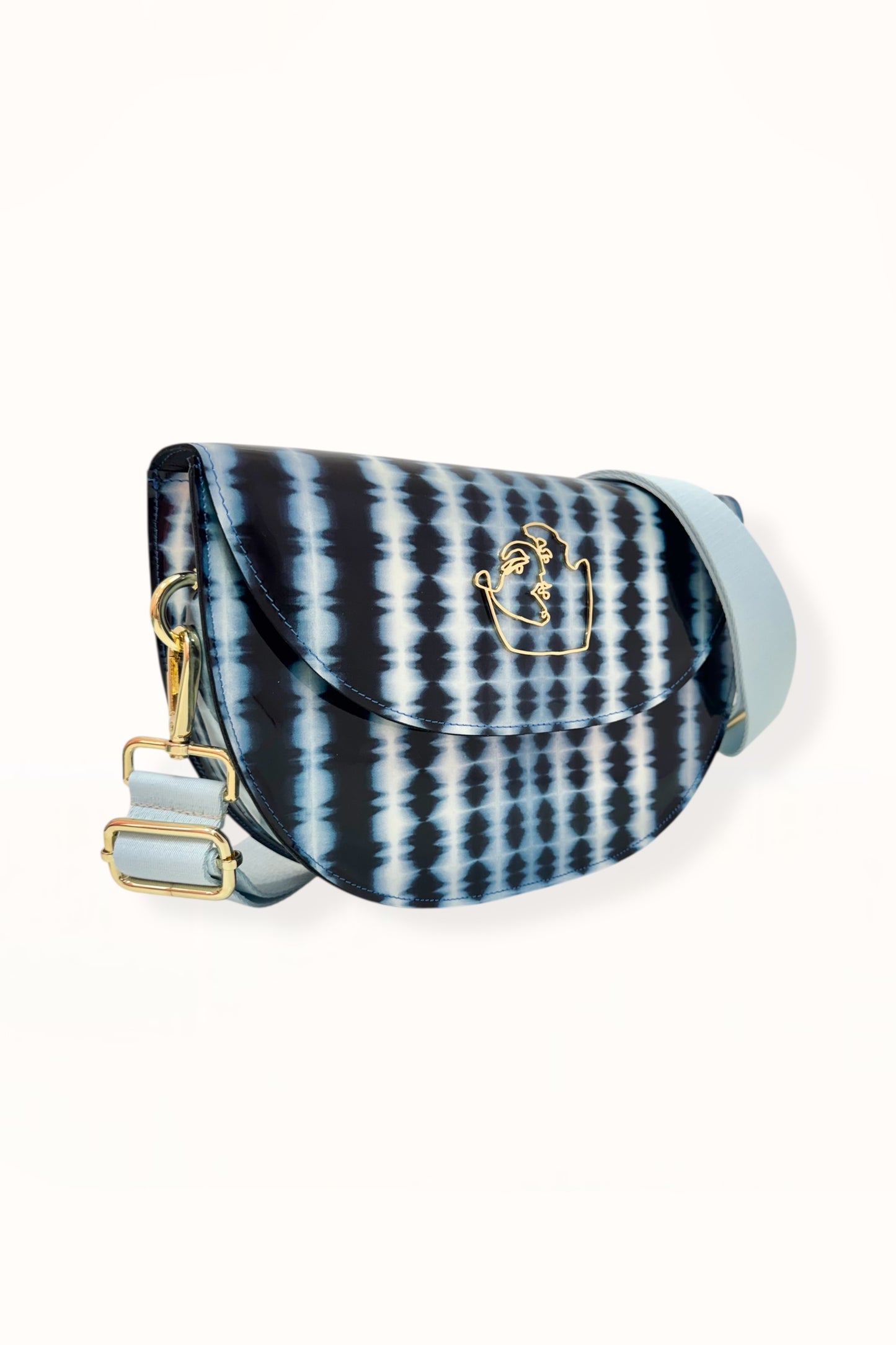 SIENNA BAG - BLUE TIE-DYE PATENT LEATHER